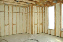 room walls after being insulated with spray foam